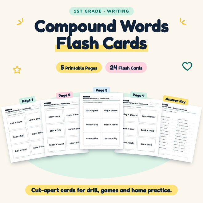 24 Compound Words Flash Cards — cover