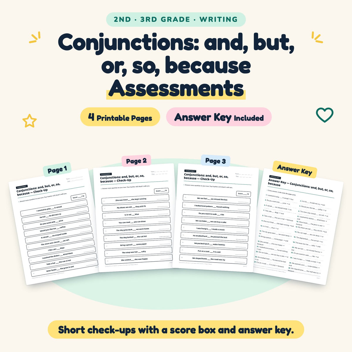 4 Conjunctions: and, but, or, so, because Assessments — cover