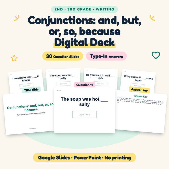 Conjunctions Digital Activity | Google Slides, 2nd–3rd Grade — cover
