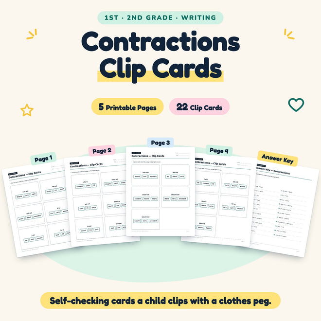 22 Contractions Clip Cards — cover