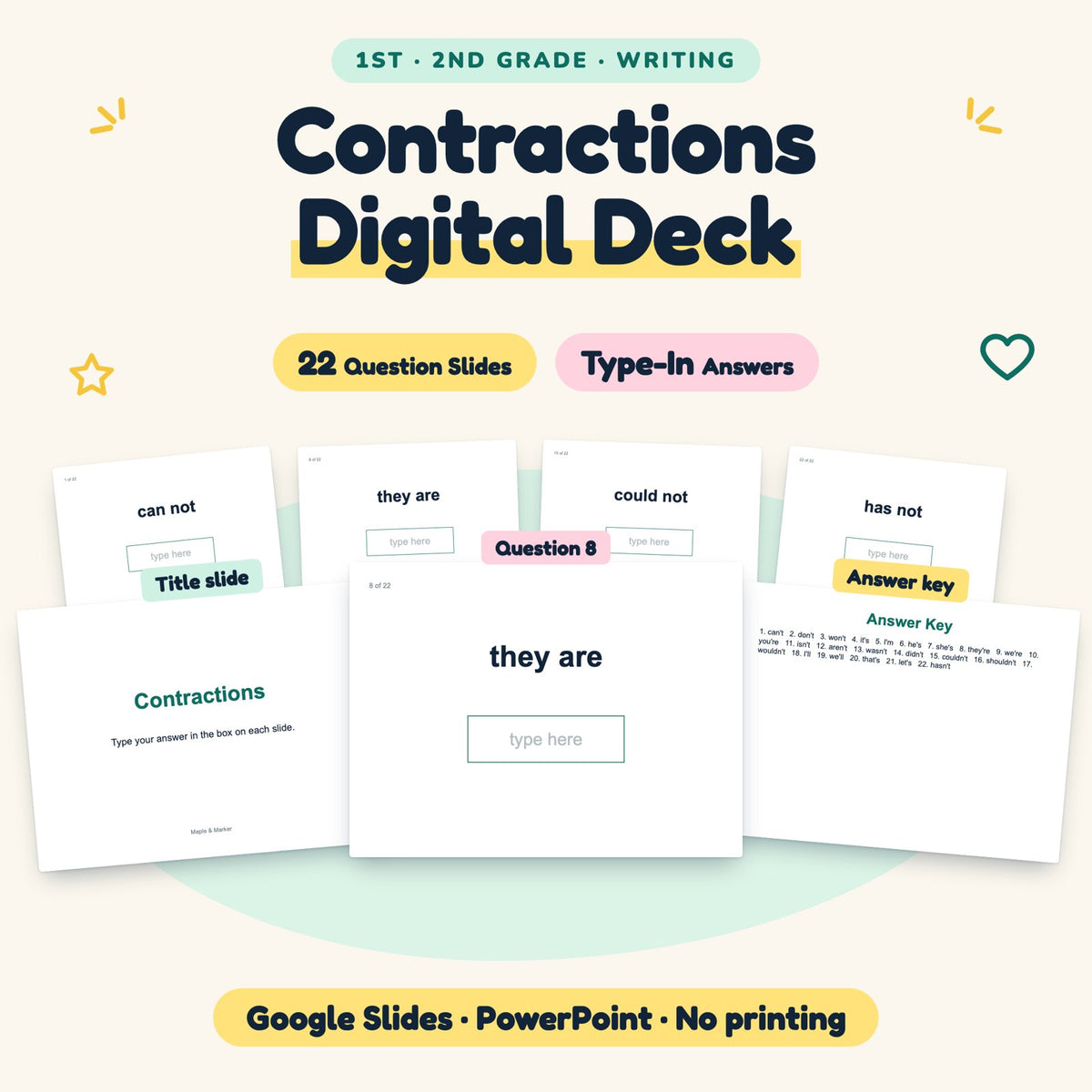 22 Question Contractions Digital Deck — cover