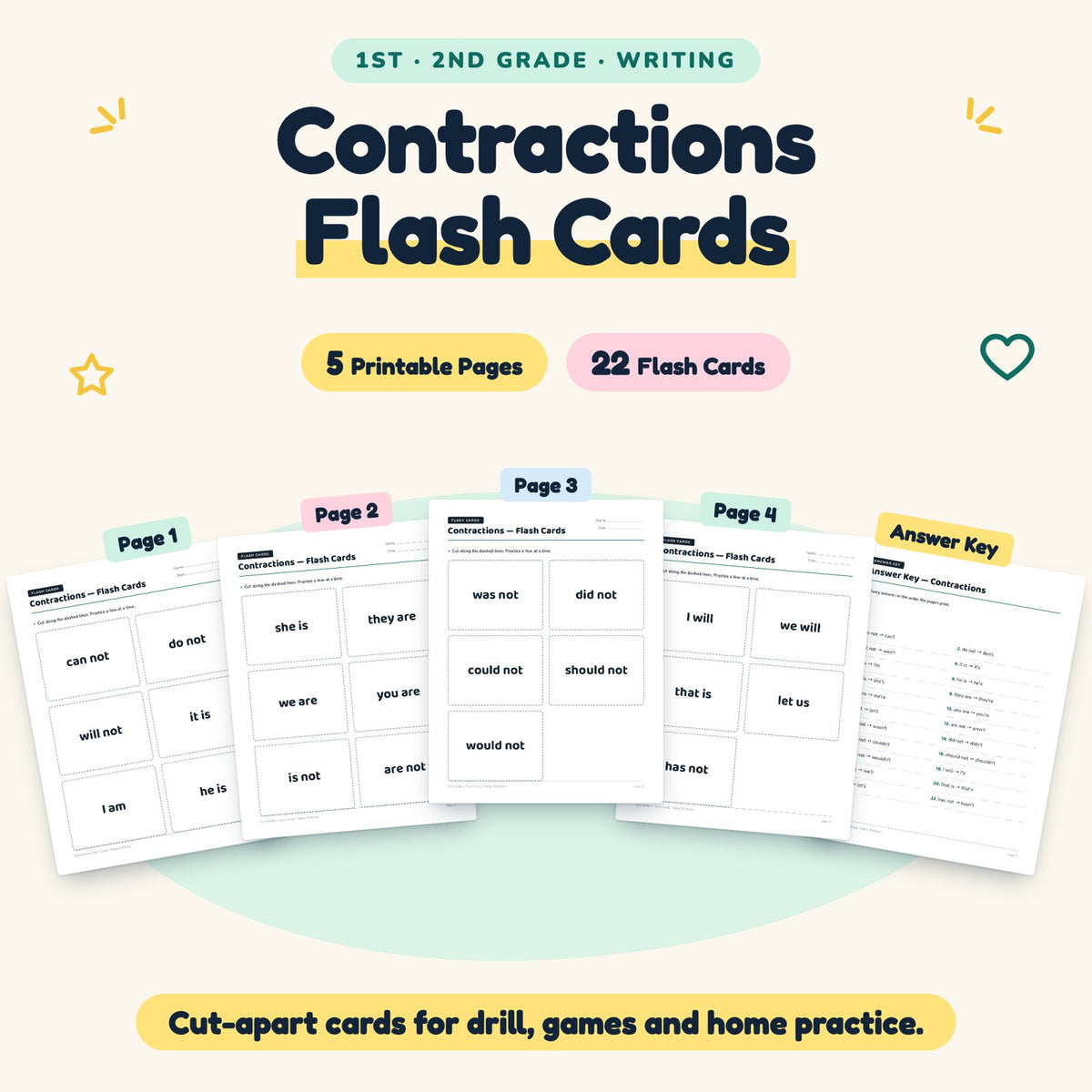 22 Contractions Flash Cards — cover