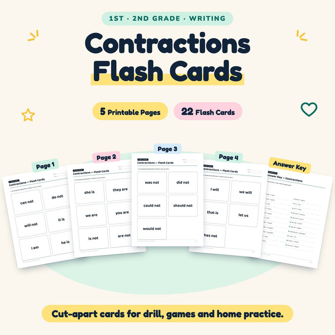 22 Contractions Flash Cards — cover