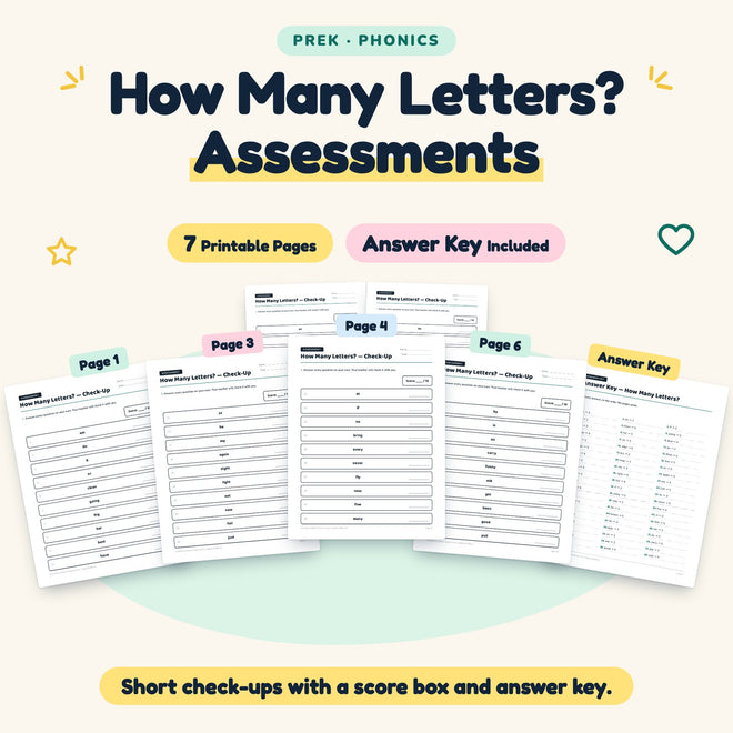 7 How Many Letters? Assessments — cover