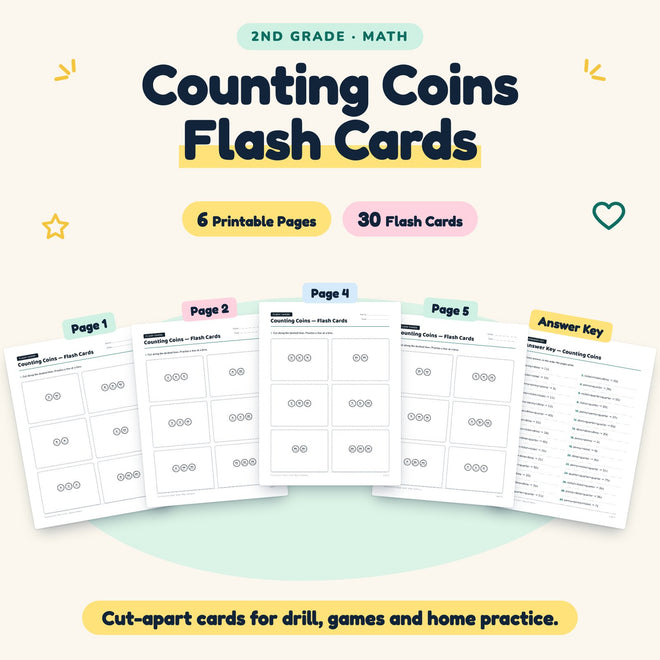 30 Counting Coins Flash Cards — cover
