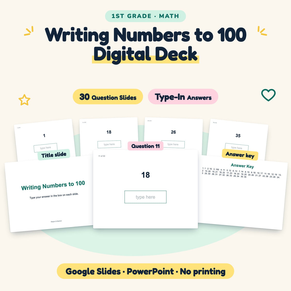 Writing Numbers to 100 Digital Activity | 1st Grade — cover