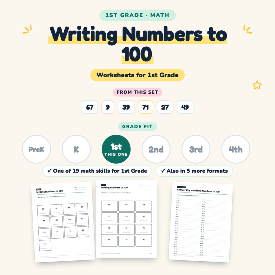 Writing Numbers to 100: skill and grade fit