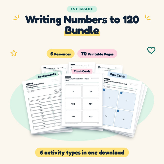Writing Numbers to 120 Bundle | 1st Grade (6 Resources) — cover