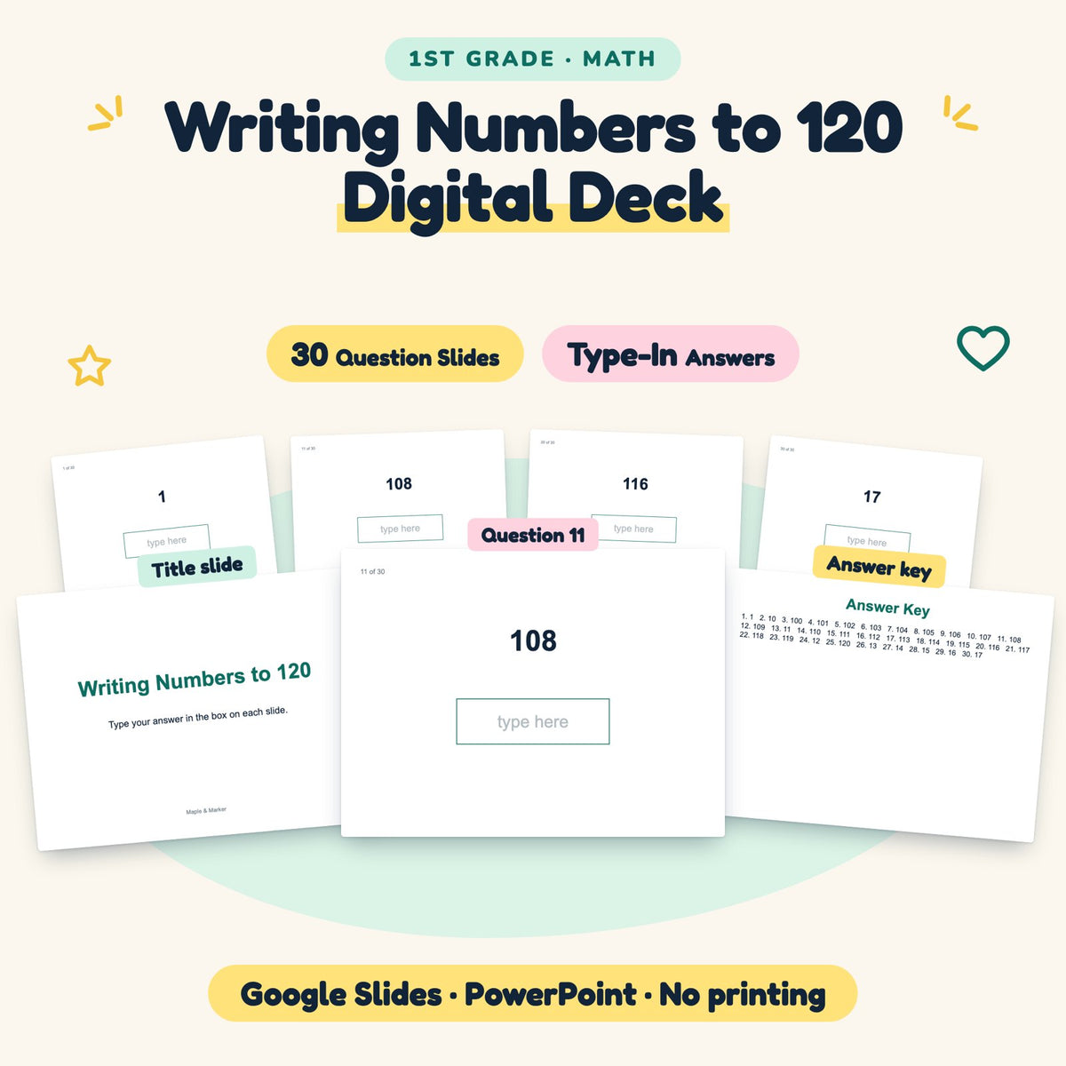 Writing Numbers to 120 Digital Activity | 1st Grade — cover