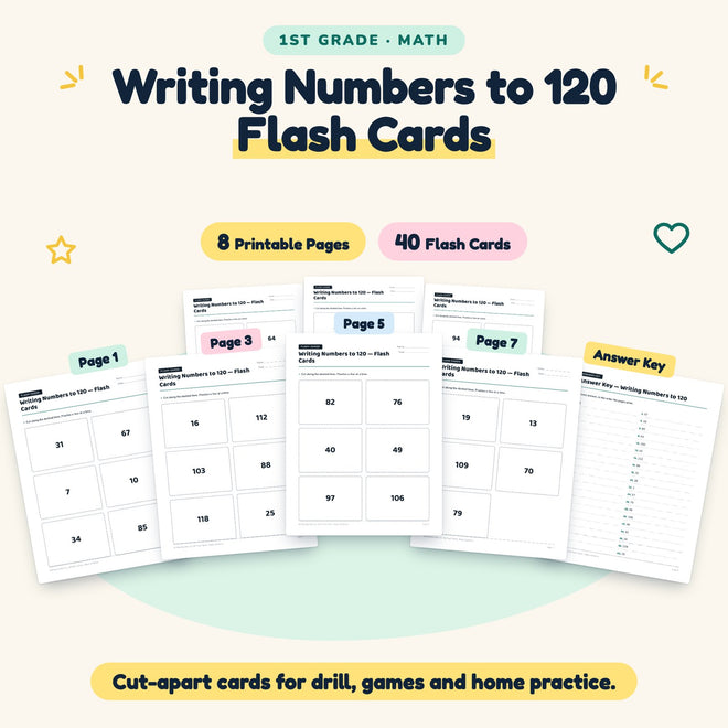 40 Writing Numbers to 120 Flash Cards — cover