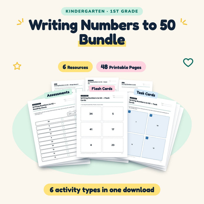 48 Page Writing Numbers to 50 Bundle — cover