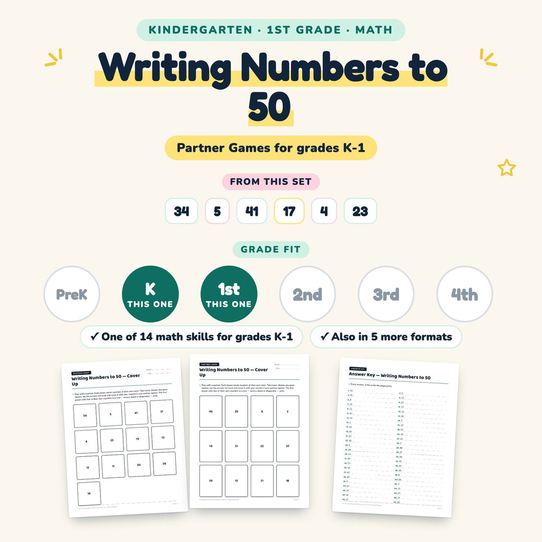 Writing Numbers to 50: skill and grade fit