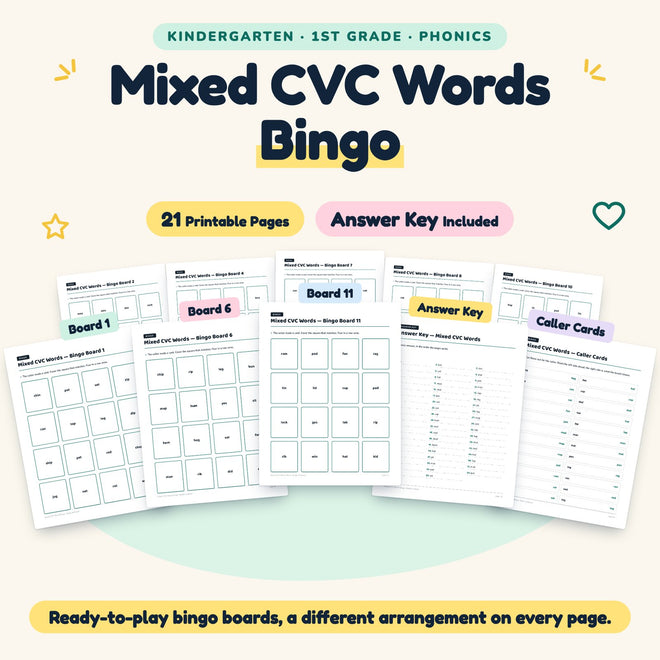 21 Mixed CVC Words Bingo — cover