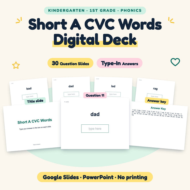 30 Question Short A CVC Words Digital Deck — cover