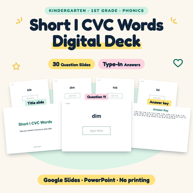 Short I CVC Words Digital Activity | K–1st Grade — cover
