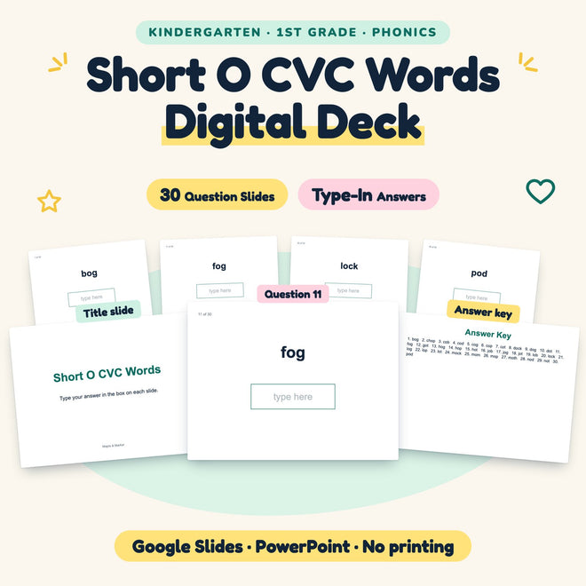 Short O CVC Words Digital Activity | K–1st Grade — cover