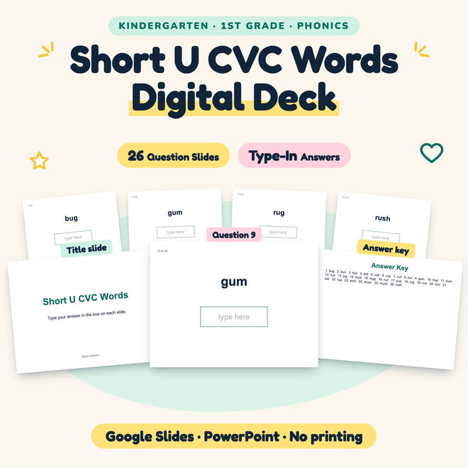 26 Question Short U CVC Words Digital Deck — cover