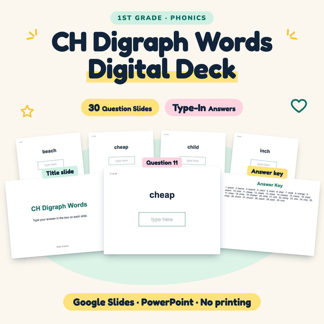 CH Digraph Words Digital Activity | Google Slides, 1st Grade — cover
