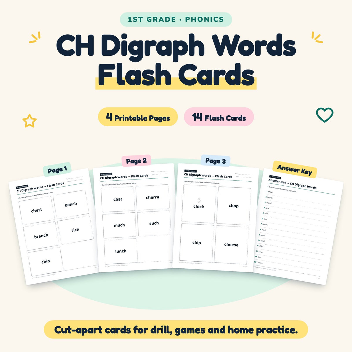 14 CH Digraph Words Flash Cards — cover