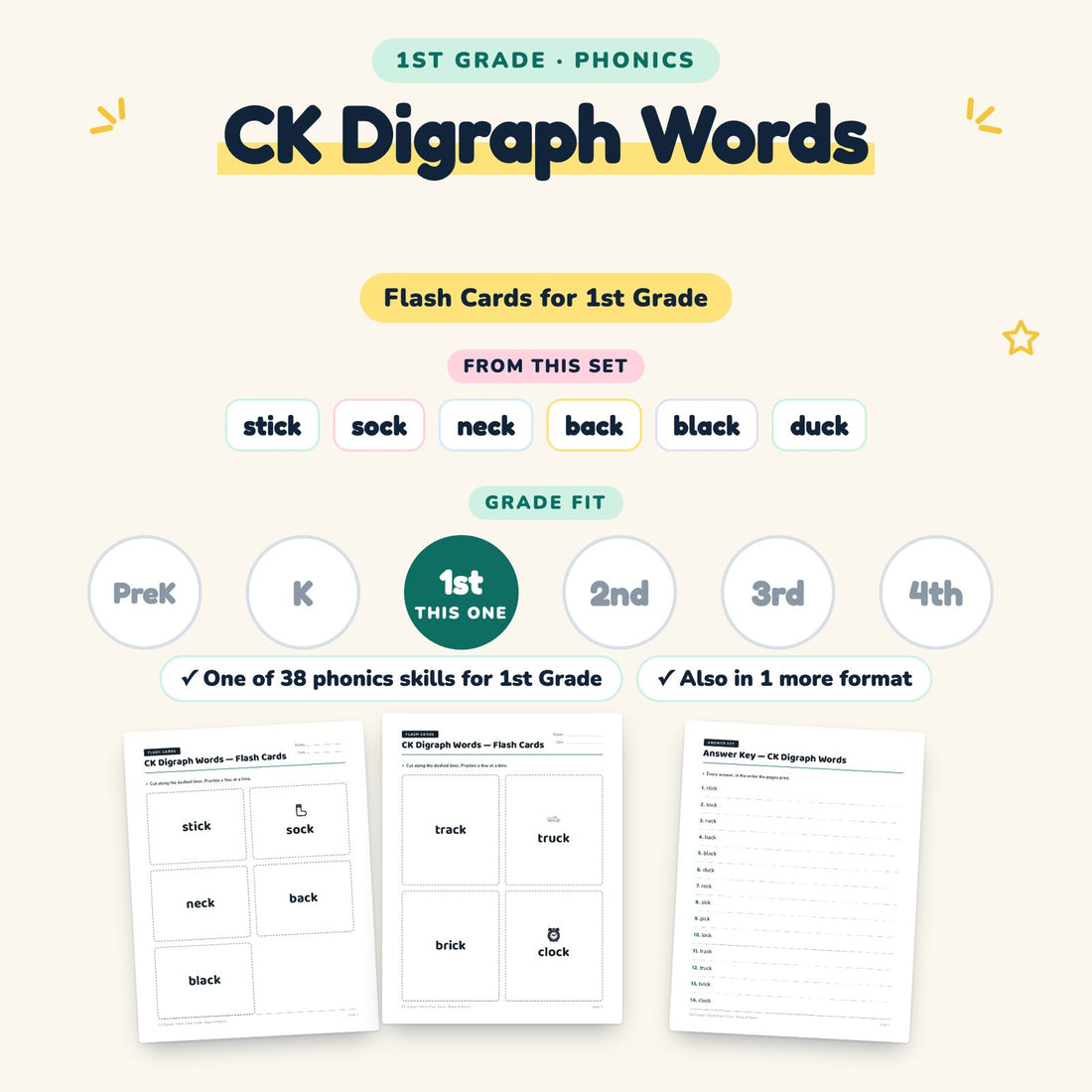 CK Digraph Words: skill and grade fit