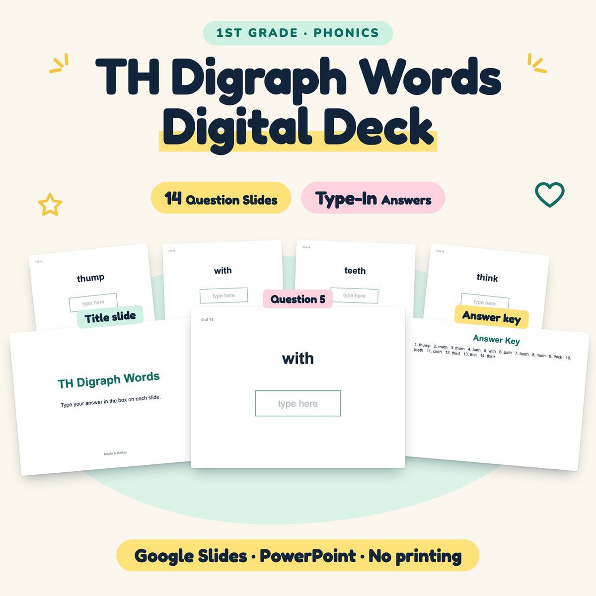 14 Question TH Digraph Words Digital Deck — cover