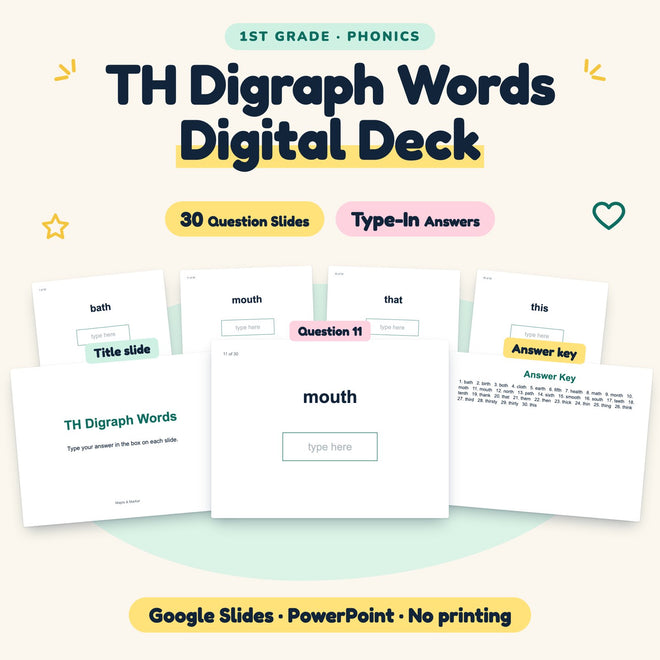 TH Digraph Words Digital Activity | Google Slides, 1st Grade — cover
