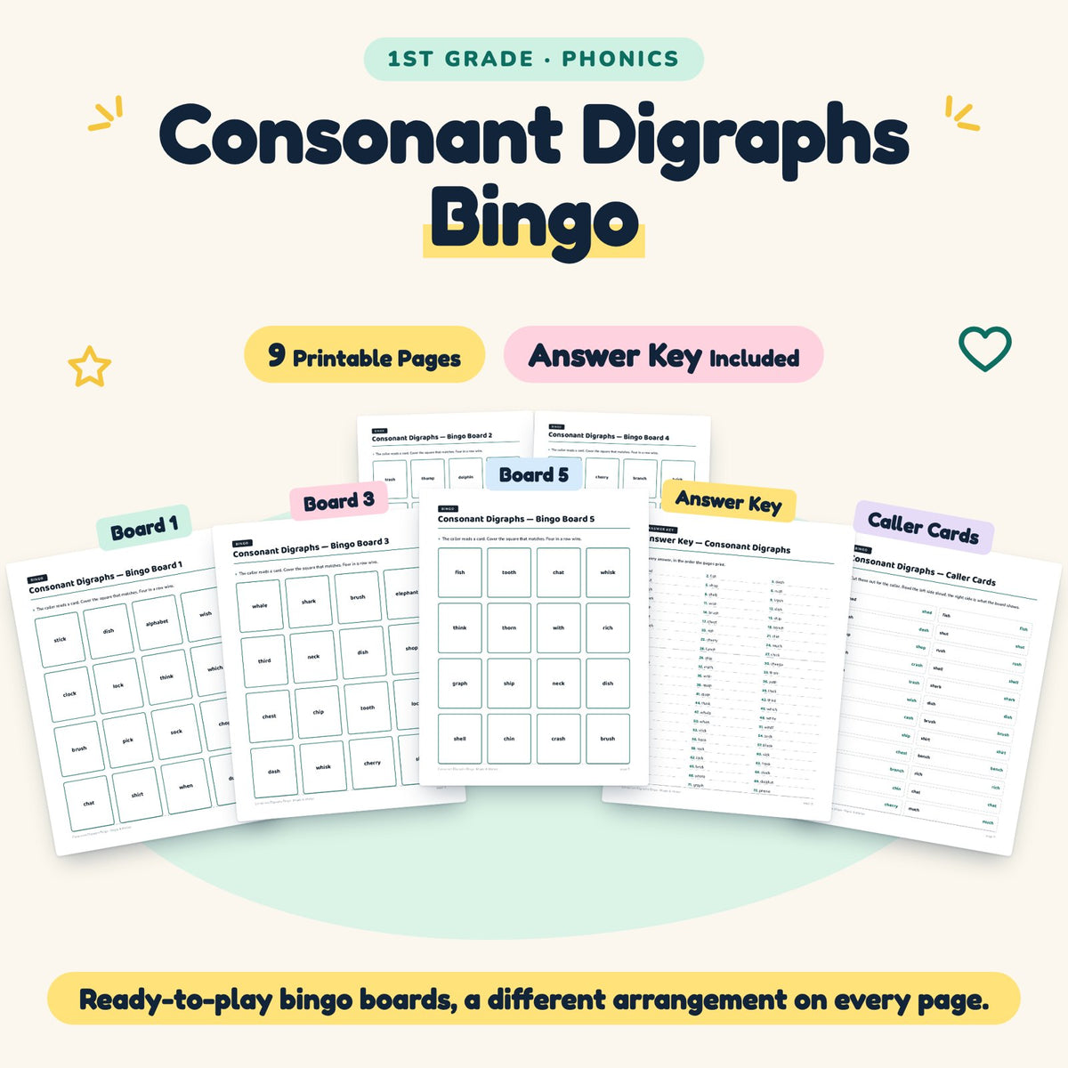 9 Consonant Digraphs Bingo — cover