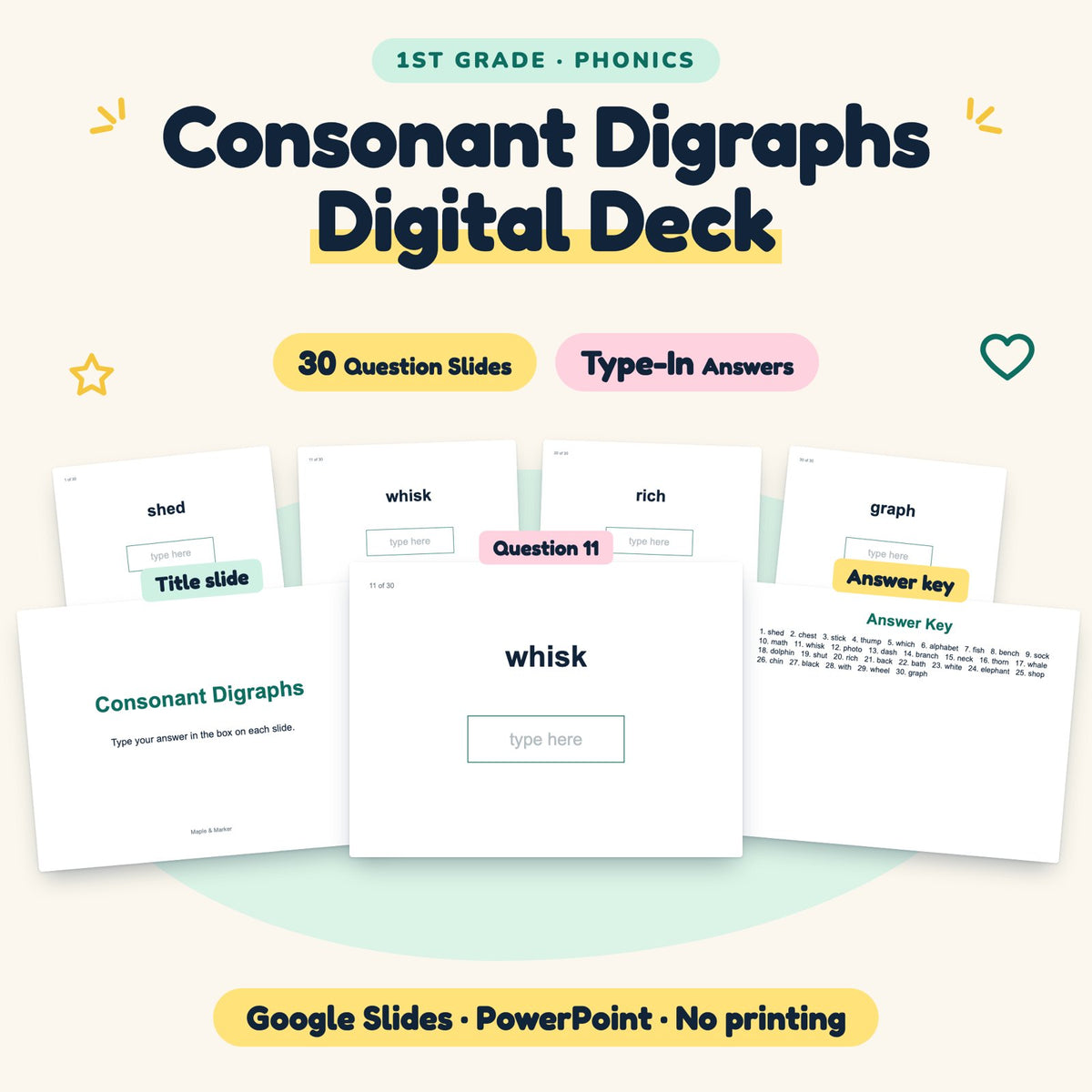 30 Question Consonant Digraphs Digital Deck — cover