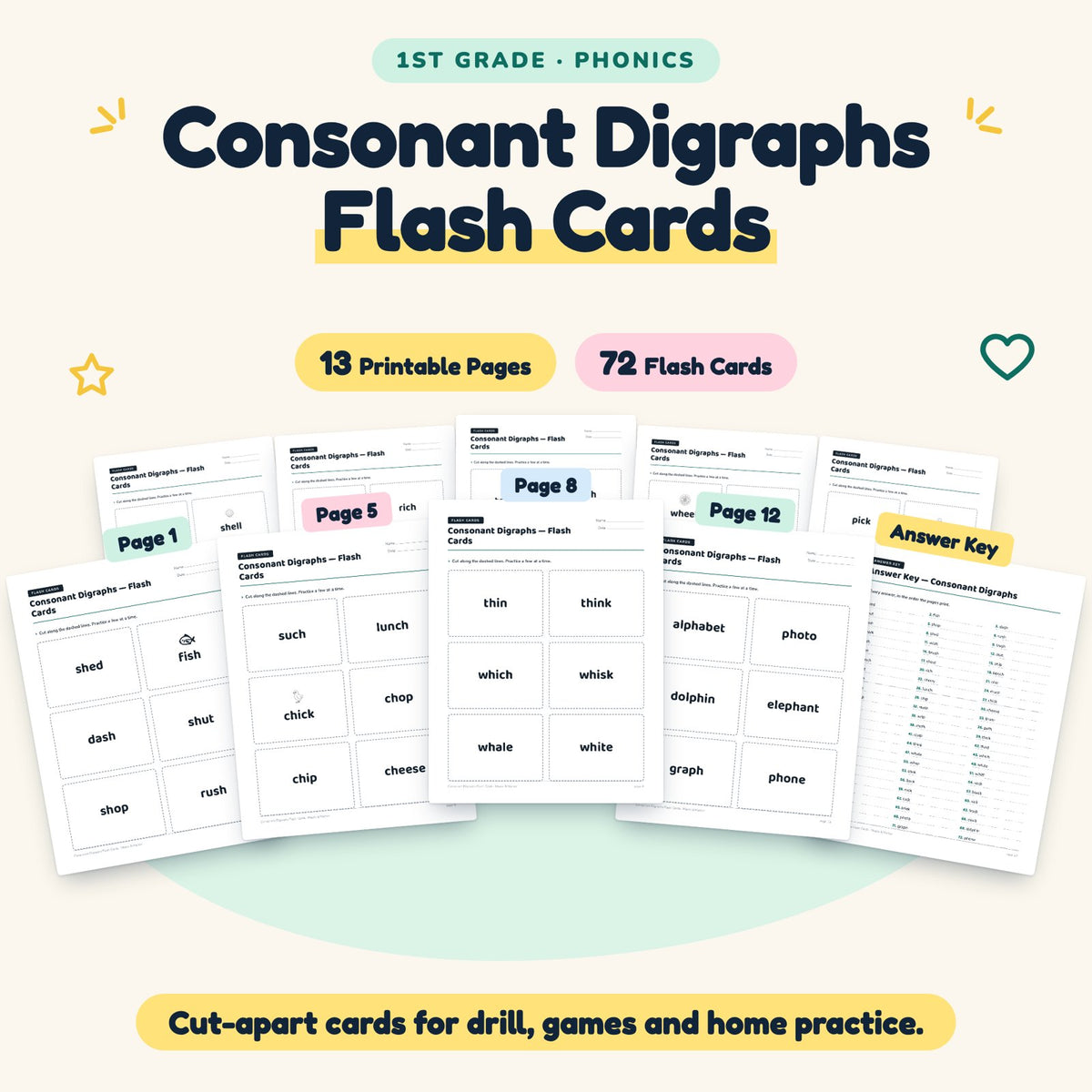 72 Consonant Digraphs Flash Cards — cover