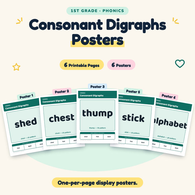 6 Consonant Digraphs Posters — cover