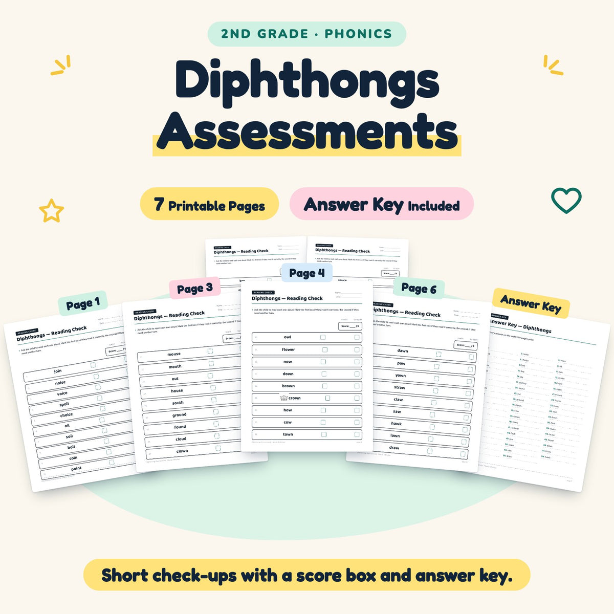 7 Diphthongs Assessments — cover