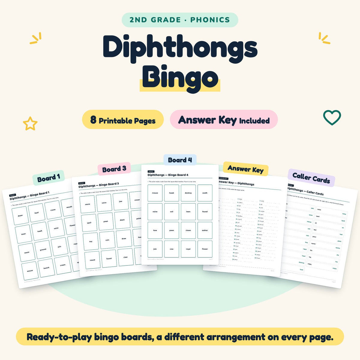 8 Diphthongs Bingo — cover