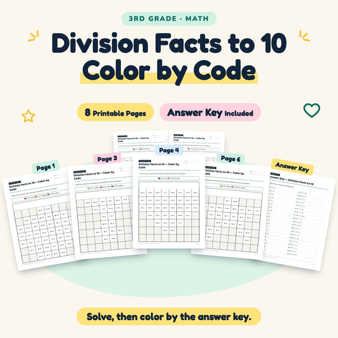 8 Division Facts to 10 Color by Code — cover