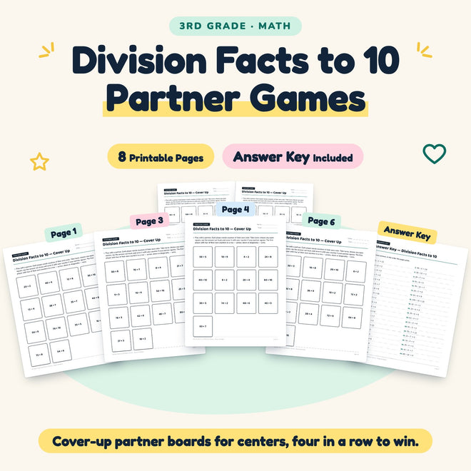 8 Division Facts to 10 Partner Games — cover