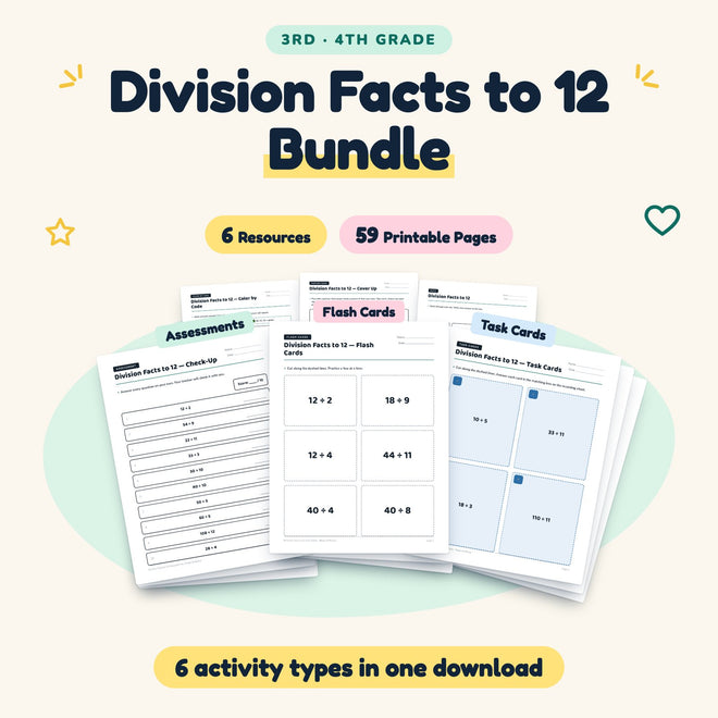 Division Facts to 12 Bundle | 3rd–4th Grade (6 Resources) — cover