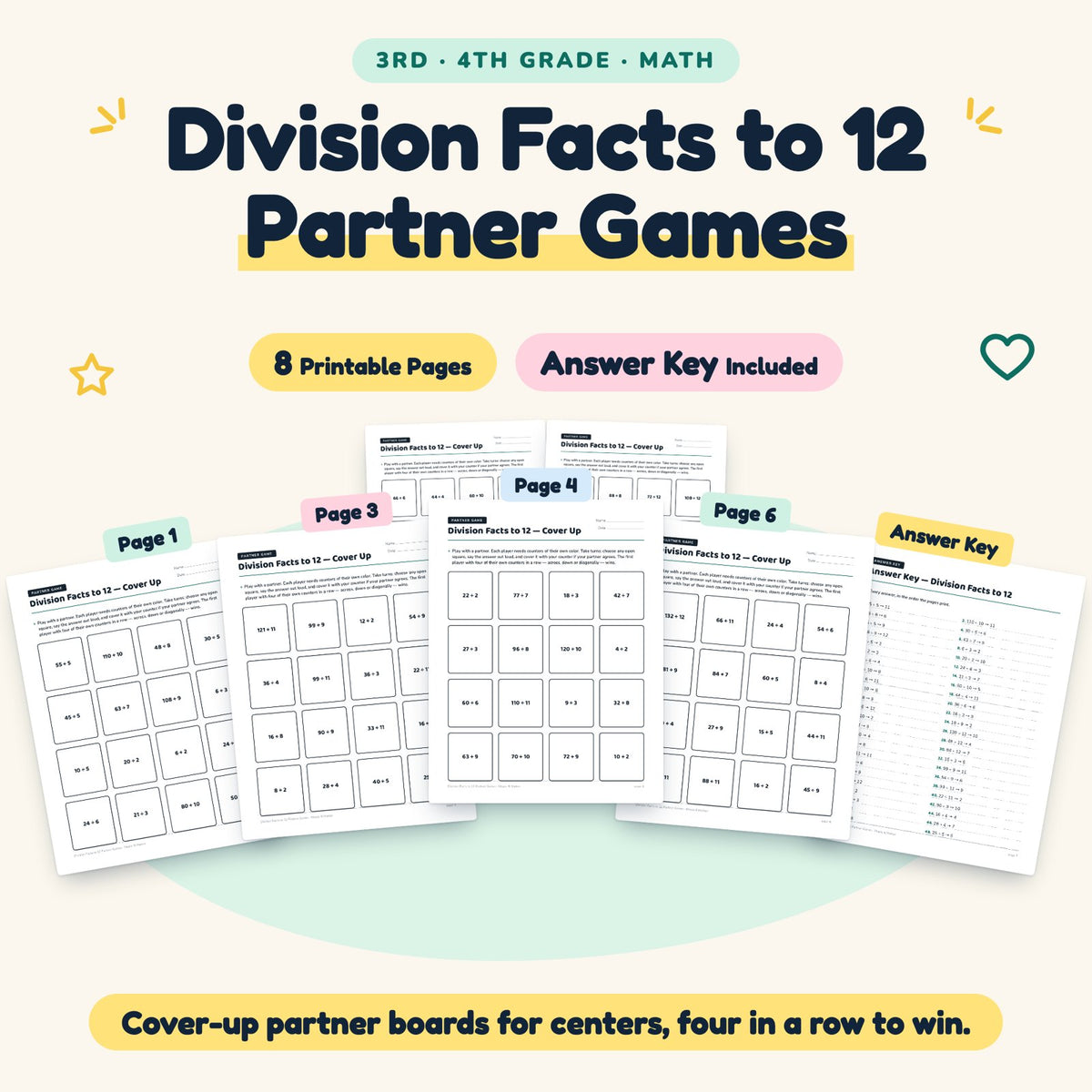 8 Division Facts to 12 Partner Games — cover