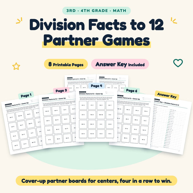8 Division Facts to 12 Partner Games — cover