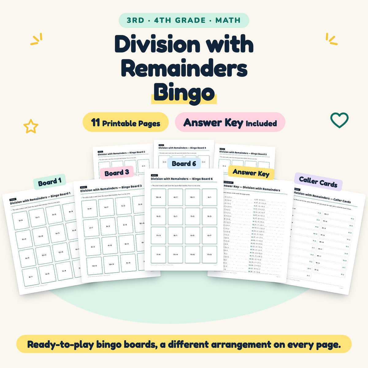 11 Division with Remainders Bingo — cover