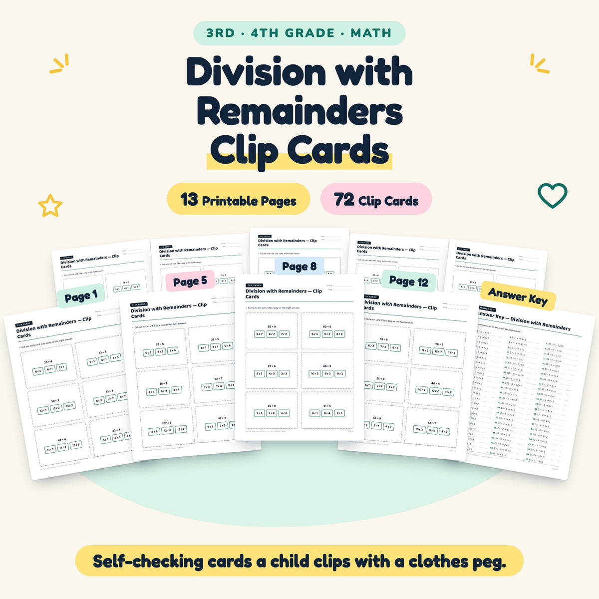 72 Division with Remainders Clip Cards — cover