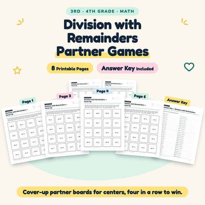 8 Division with Remainders Partner Games — cover