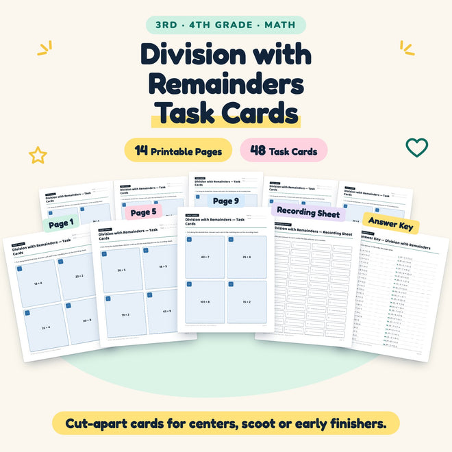 48 Division with Remainders Task Cards — cover