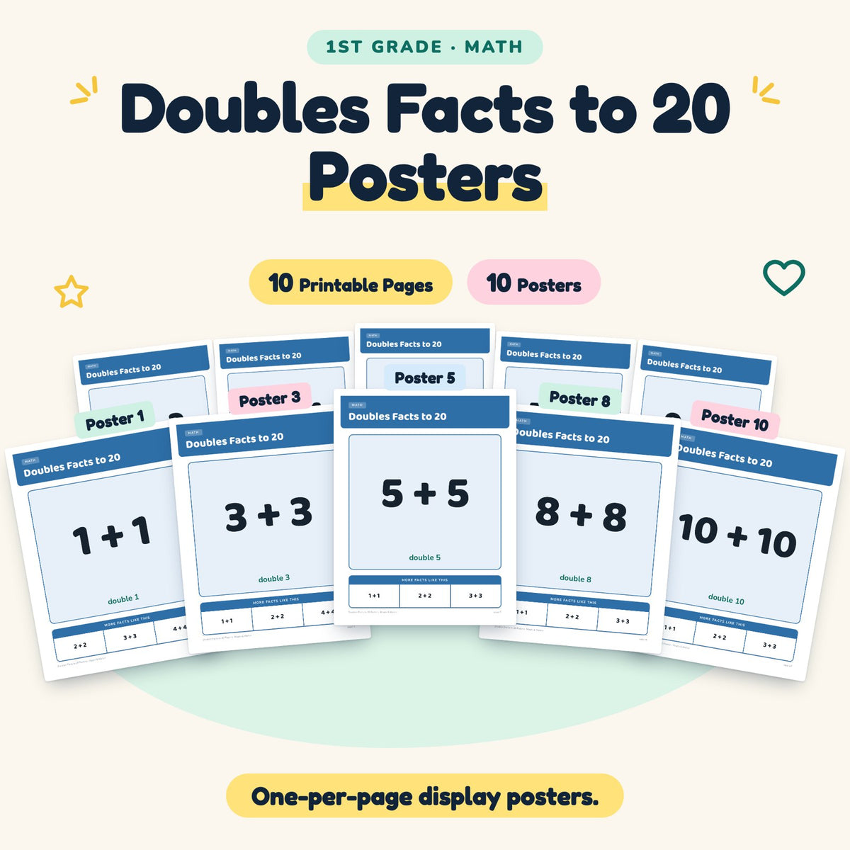 10 Doubles Facts to 20 Posters — cover