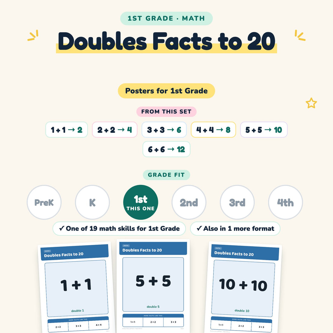 Doubles Facts to 20: skill and grade fit