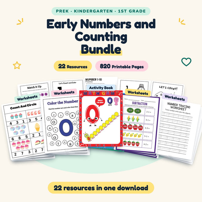 Early Numbers and Counting BUNDLE | PreK–1st Grade (22 Resources) — cover