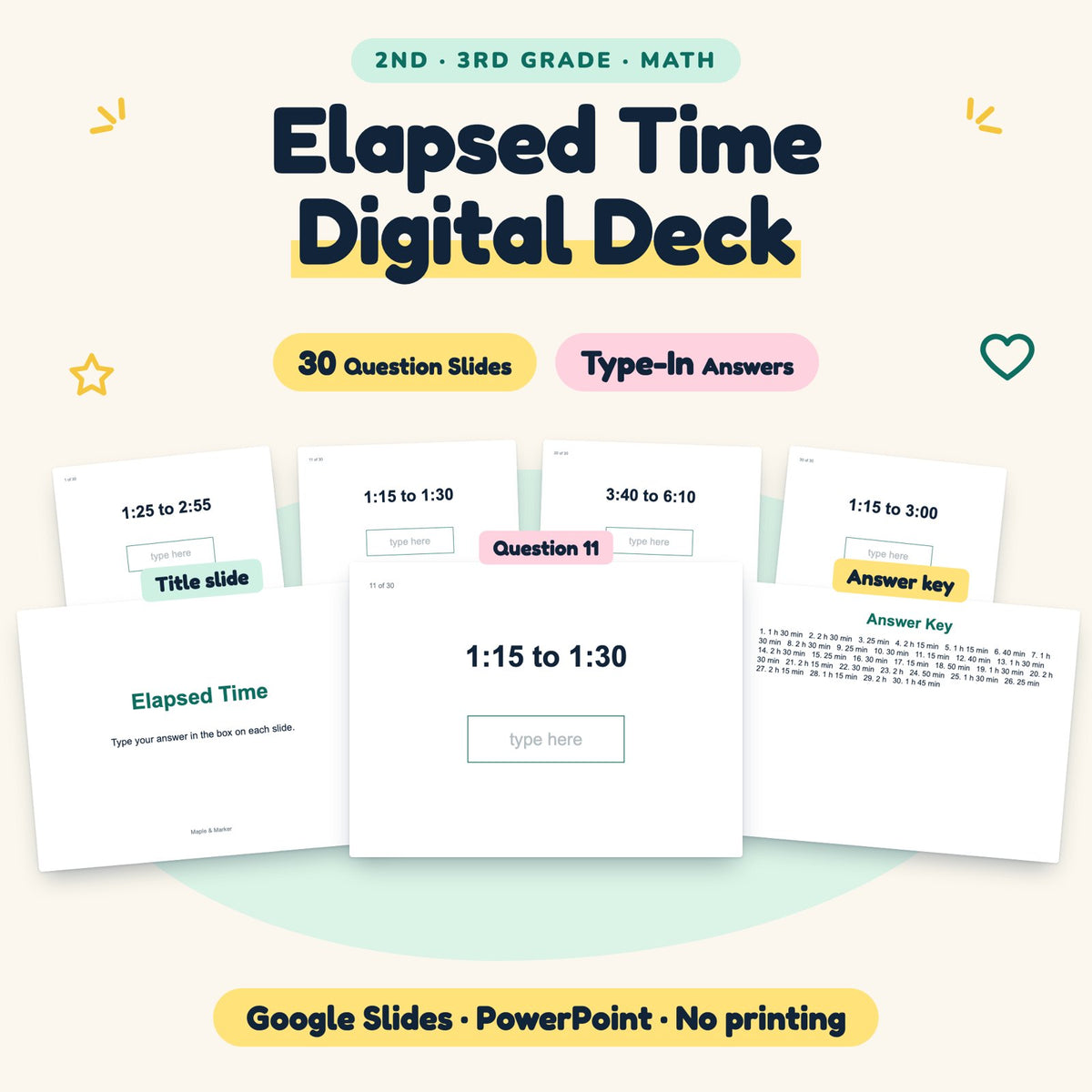 30 Question Elapsed Time Digital Deck — cover