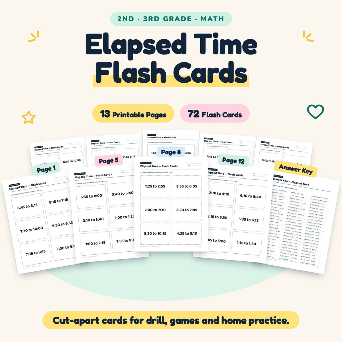 72 Elapsed Time Flash Cards — cover