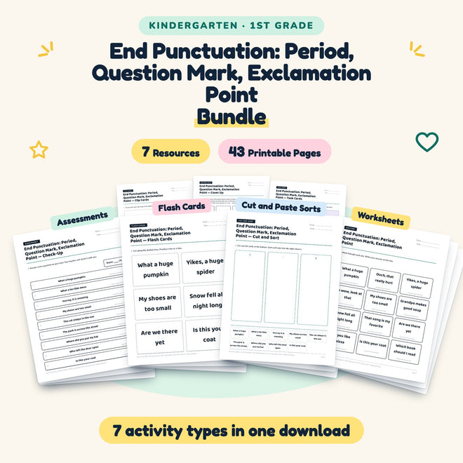 43 Page End Punctuation: Period, Question Mark, Exclamation Point Bundle — cover