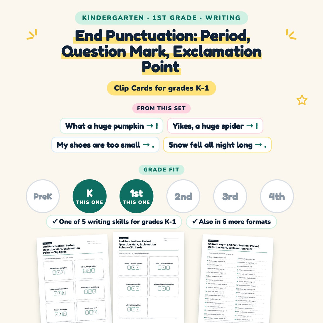 End Punctuation: Period, Question Mark, Exclamation Point: skill and grade fit