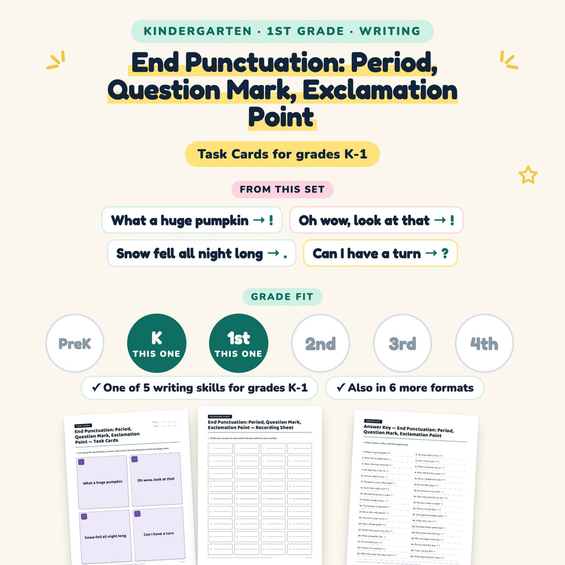 End Punctuation: Period, Question Mark, Exclamation Point: skill and grade fit