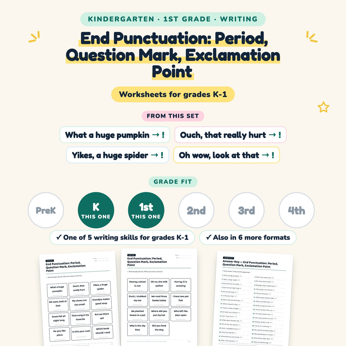 End Punctuation: Period, Question Mark, Exclamation Point: skill and grade fit